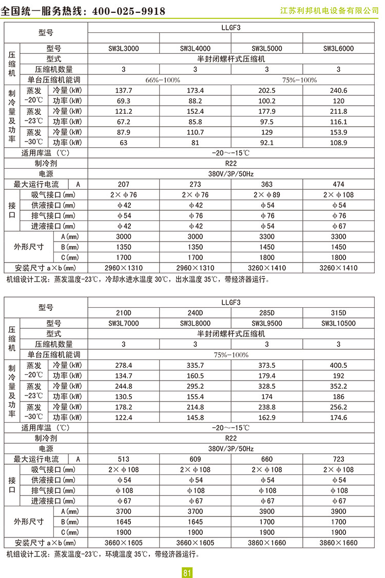 莱富康螺杆并联机组蒸发冷