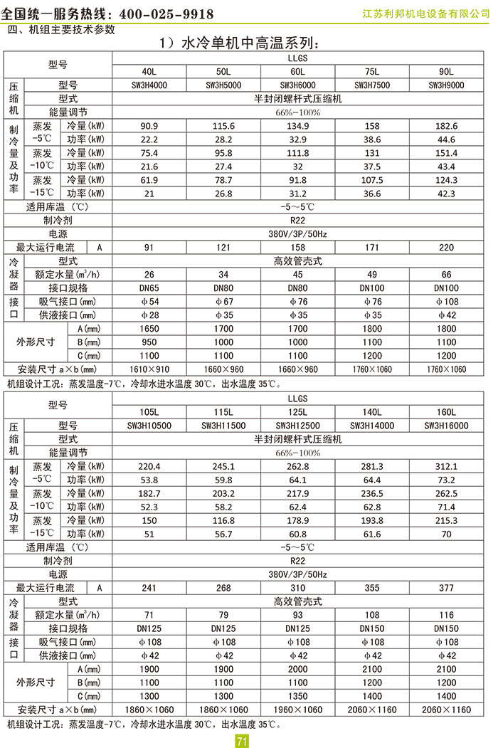 莱富康40HP低温水冷单机